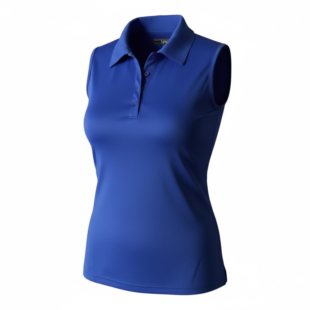 Ladies Lynx Sleeveless Blue Golf Shirt, XS